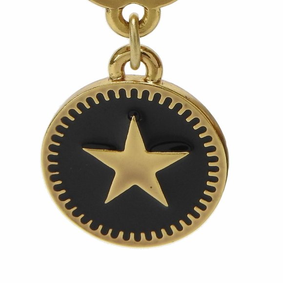 CHANEL Earrings Gold Black Coco Mark Star Swing Plated 01P GP Accessories Wom... - Picture 2 of 7